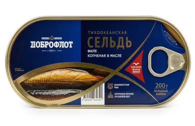 «Доброфлот» Сельдь тихоокеанская филе копченая в масле, 200 г