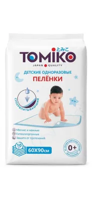TOMIKO (Japan Quality) Детские одноразовые пелёнки 10 шт 60 × 90 см. 