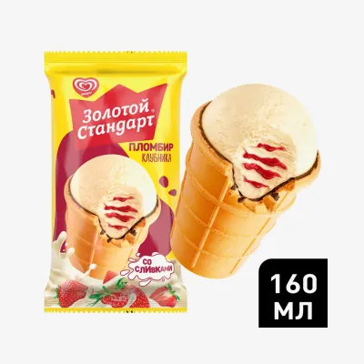 Мороженое Инмарко Золотой Cтандарт стаканчик клубника, 80 г