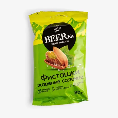 Фисташки BEERka жареные соленые, 80 г