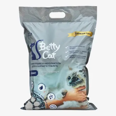 Наполнитель Betty Cat комкующийся с активированным углем, 10 л