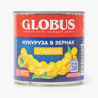 Кукуруза Globus в зернах сладкая консервированная, 425 мл