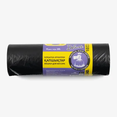 Пакеты Deluxе для мусора без завязок 240 л 10 шт