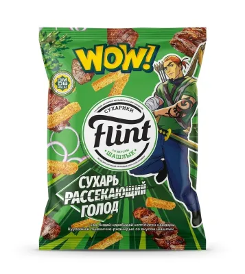 Сухарики пшенично-ржаные Flint WOW шашлык 190 г 