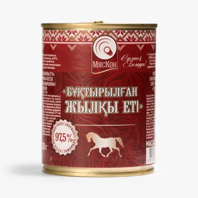 Консервы МясКон тушеная конина кусковые в собственном соку, 338 г