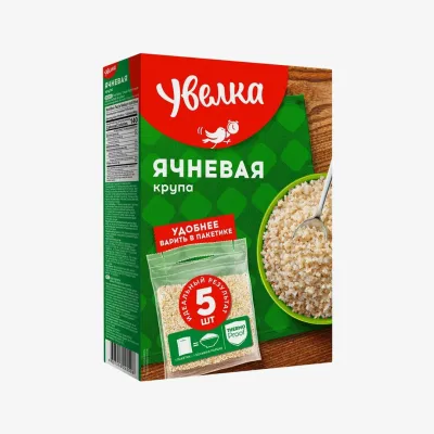 Ячневая крупа Увелка отборная в пакетиках для варки, 5 × 80 г