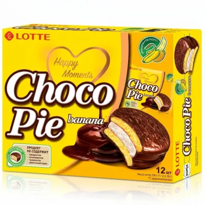 Пирожное LOTTE Chocolate Pie со вкусом банана, 336 г