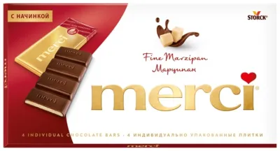 Merci Maрципан шоколадная плитка темный 112 г