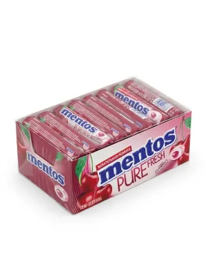 Жевательная резинка Mentos Pure Fresh «Вишня» без сахара (блок 24 шт. х 15,5 г / 372 г)