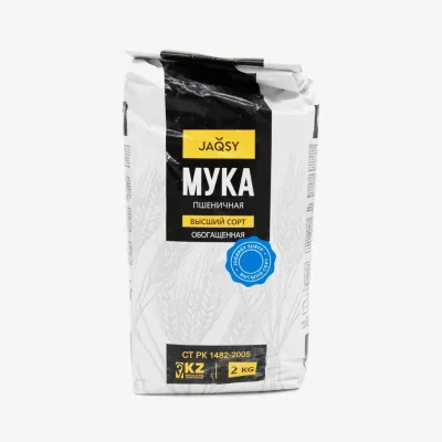 Мука Jaqsy пшеничная обогащённая высший сорт 2 кг
