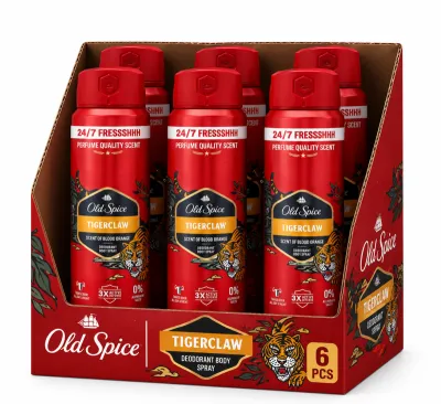 Old Spice Tigerclaw Дезодорант-спрей для тела, 6 шт. в коробке