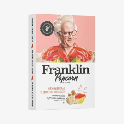 Попкорн Franklin нежный краб с лимонным соком 80 г