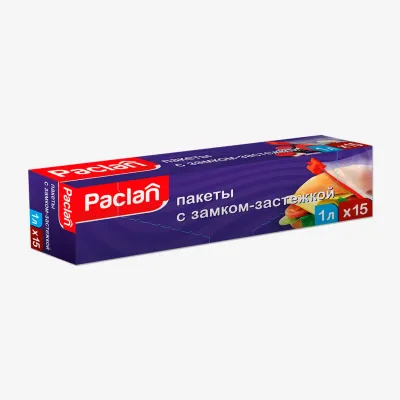 Пакеты Paclan с замком-застежкой 1 л, 15 шт