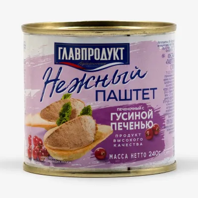 Паштет Главпродукт нежный из гусиной печени, 240 г