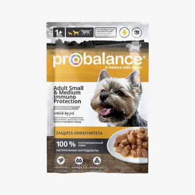 Корм Probalance Adult Small&Medium Immuno Protection консервированный для взрослых собак малых и средних пород, 85 г