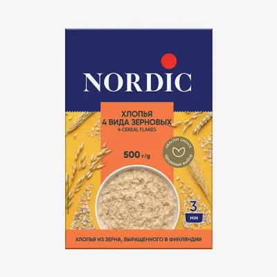 Хлопья Nordic 4 вида зерновых, 500 г