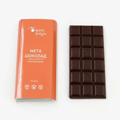 Мета шоколад Organic delight с маслом МСТ и полипренолами, 100 г