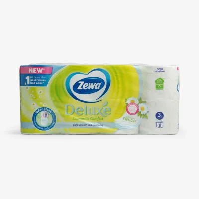 Бумага туалетная Zewa Deluxe camomile ромашка 3 слоя, 8 шт
