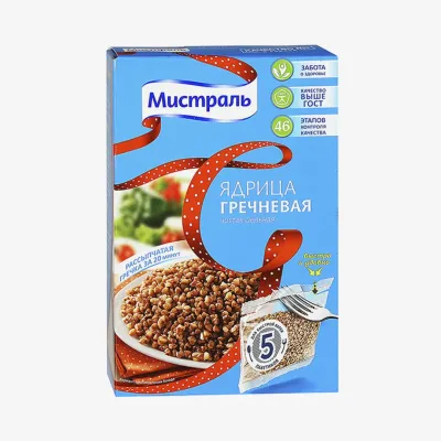 Гречка Мистраль ядрица, 5 х 80 г