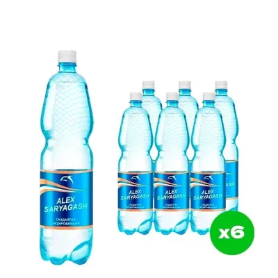 Вода минеральная газированная Alex Saryagash, 1.5 л × 6 шт. (упаковка)
