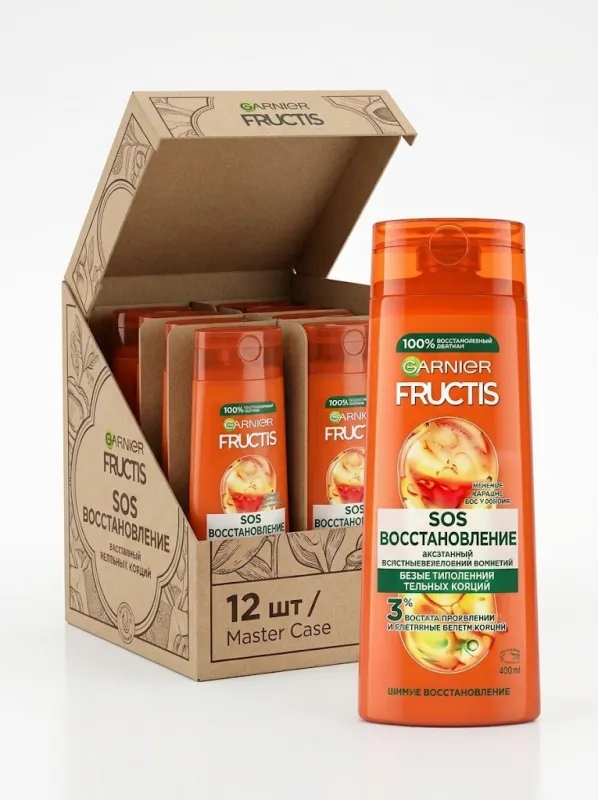 Шампунь Garnier Fructis 400 мл «SOS Восстановление» — оптовая упаковка 12 шт.