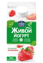 Живой Питьевой йогурт со вкусом клубники 2% FoodMaster 450 мл
