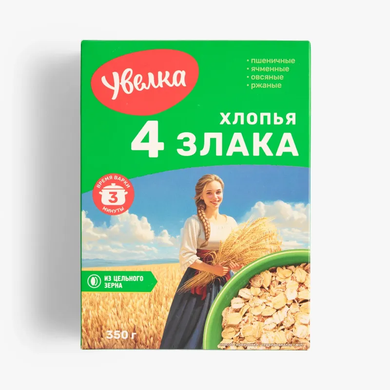 Хлопья Увелка 4 злака, 350 г