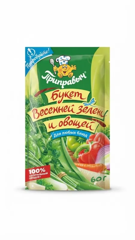 Приправа «Приправыч» Букет весенней зелени и овощей, 100% натуральный продукт, 60 г