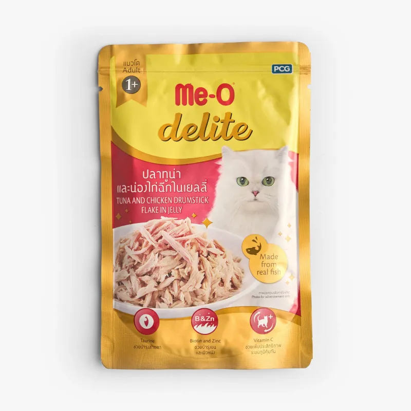 Желе Me-O delite с кусочками тунца и куриной голени 70 г