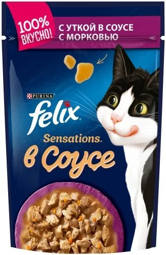 Felix Sensations кусочки в соусе утка, морковь 75 г 