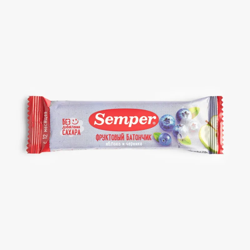 Батончик Semper фруктовый яблоко и черника, 15 г