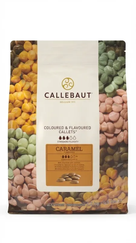 Карамельные каллеты «Callebaut Coloured & Flavoured Callets Caramel» (масса нетто: 2.5 кг).