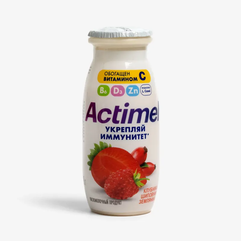 Напиток Actimel кисломолочный земляника-шиповник, 95 г