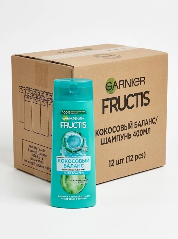 Шампунь Garnier Fructis 400 мл «Кокосовый баланс» — оптовая упаковка 12 шт