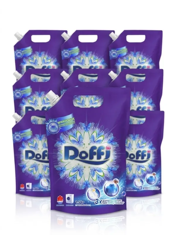Жидкий стиральный порошок / Гель для стирки Doffi 3x Effect — 1,5 кг (коробка 9 шт.)