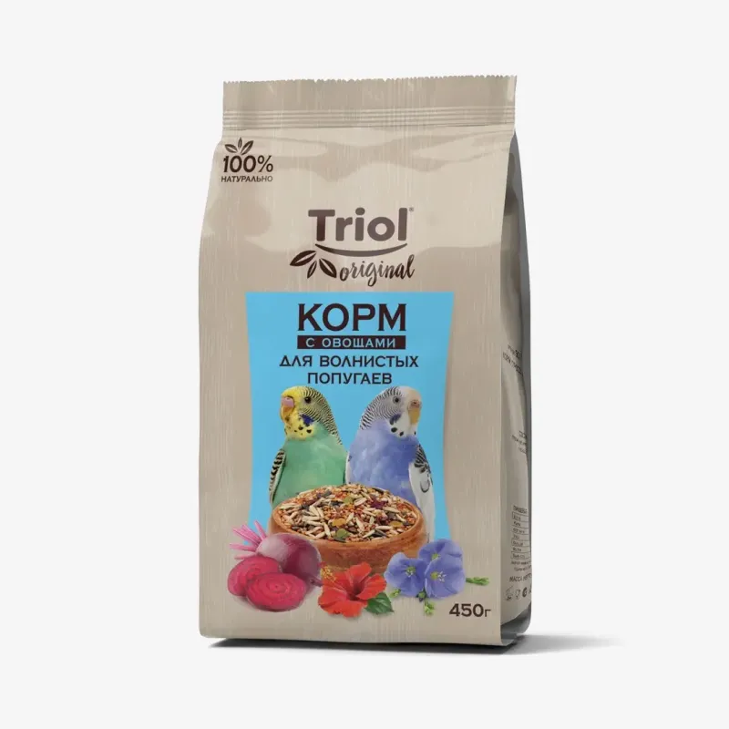 Корм Triol Original для волнистых попугаев с овощами, 450 г