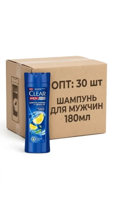 Шампунь против перхоти для мужчин CLEAR Men «Энергия свежести» с экстрактом лимона (180 мл).