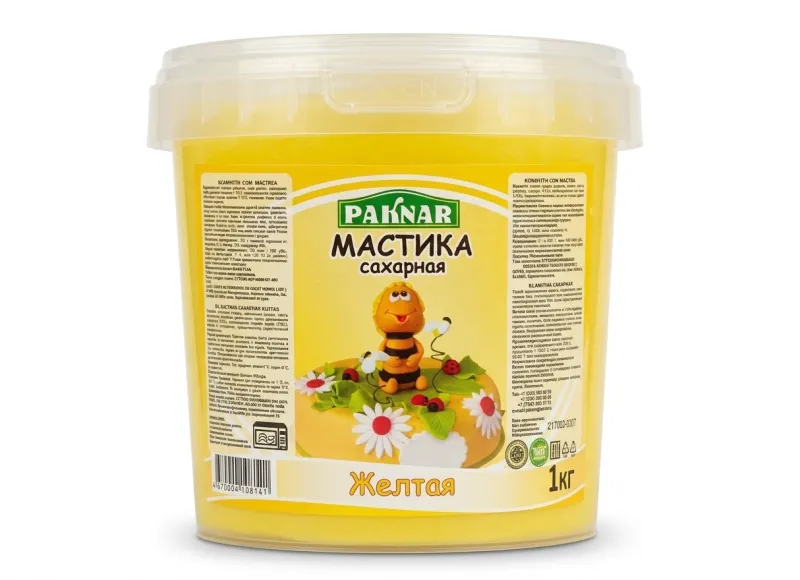 Сахарная мастика Paknar «Жёлтая» (для обтяжки и лепки), 1 кг