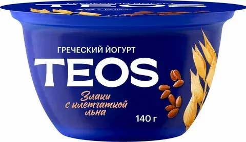 Греческий Йогурт "TEOS" злаки с клетчаткой льна, 2%, 140гр