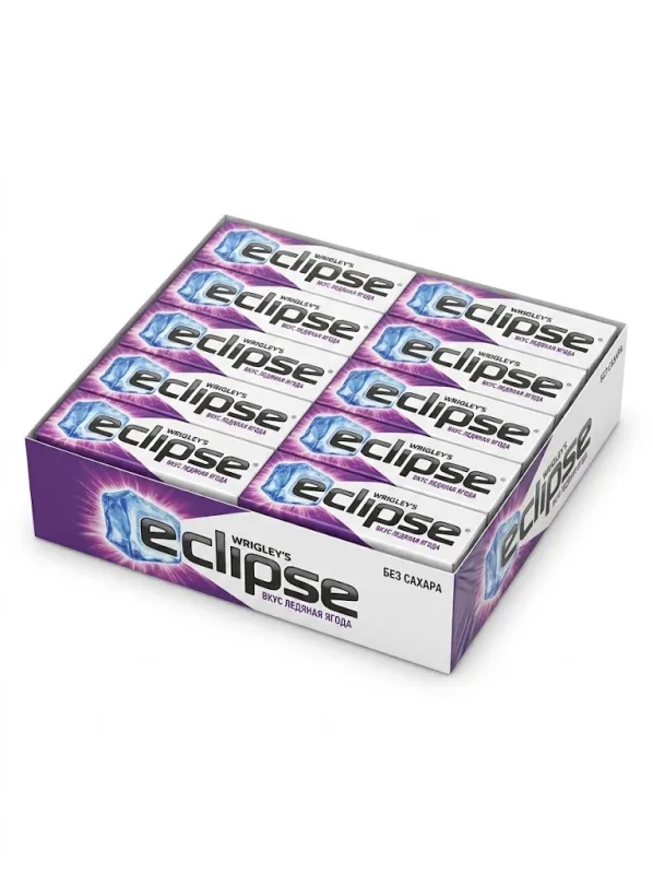 Жевательная резинка Eclipse «Ледяная ягода» без сахара со вкусом ягод и ментола (блок 30 пачек х 13,6 г / 408 г)