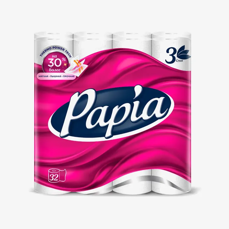 Бумага туалетная Papia 3 слоя, 32 шт