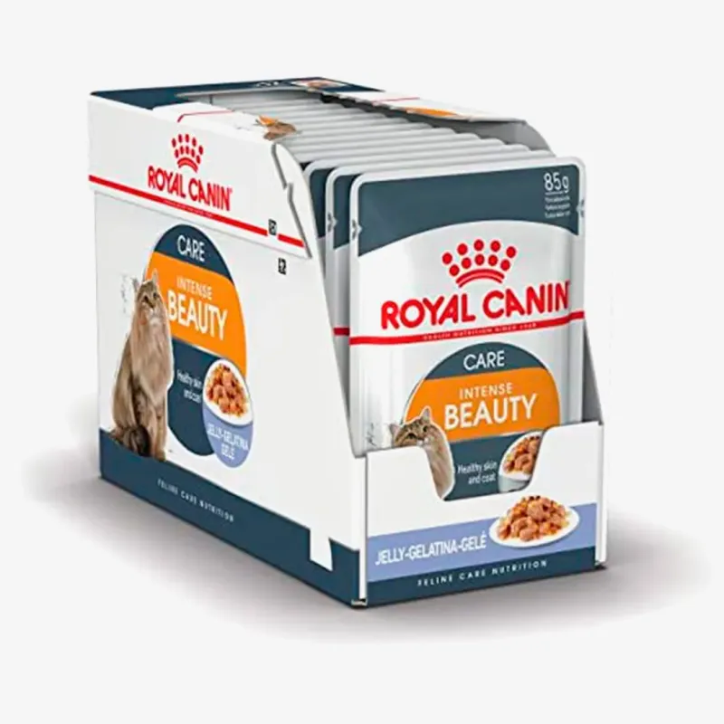 Влажный корм Royal Canin Intense Beauty для поддержания красоты шерсти кошек желе 85 г 12 шт