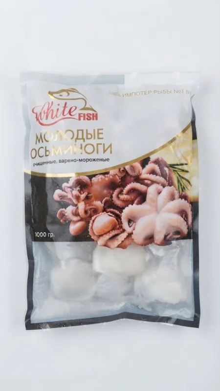 МОЛОДЫЕ ОСЬМИНОГИ ОЧИЩЕННЫЕ, ВАРЕНО-МОРОЖЕНЫЕ  WHITE FISH 1кг