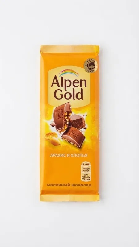 Молочный шоколад Alpen Gold «Арахис и хлопья»  90г