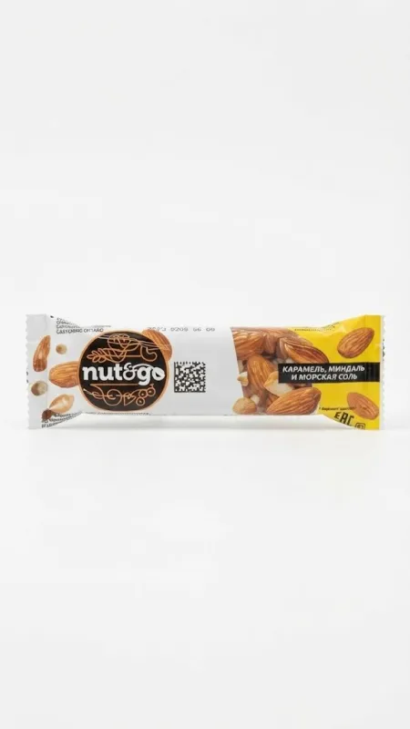 Ореховый батончик Nut&Go Карамель, миндаль и морская соль 34г
