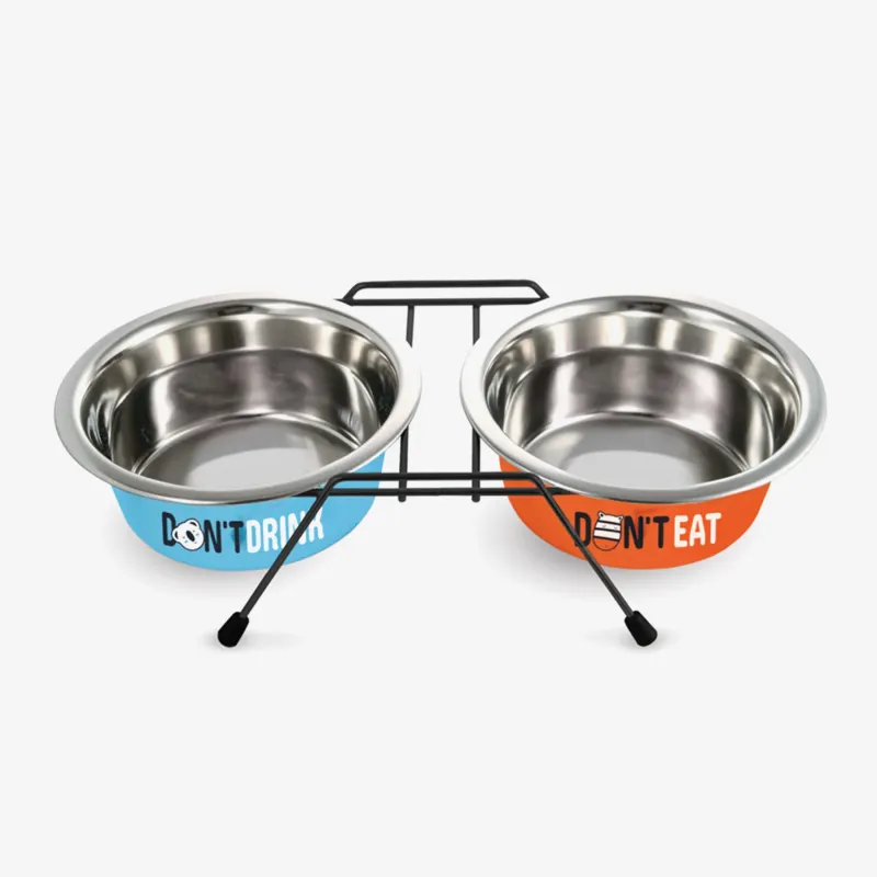 Миска Triol Water&Food металлическая на подставке, 2*0,24 л