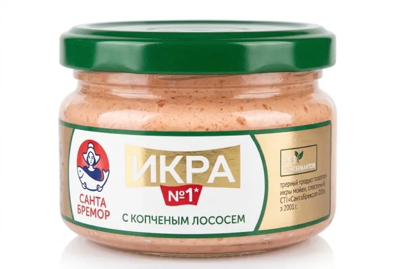 Икра деликатесная Санта Бремор «Икра №1» с копченым лососем, 180 г