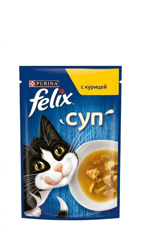 Purina Felix Суп — С курицей для взрослых кошек(48г)