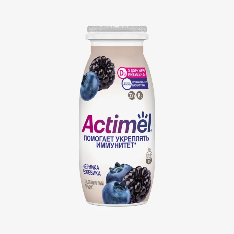 Напиток Actimel кисломолочный с черникой-ежевикой и цинком, 95 г