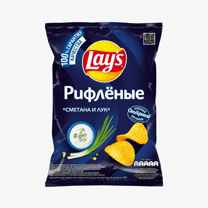 Чипсы Lay’s рифленые сметана и лук, 140 г